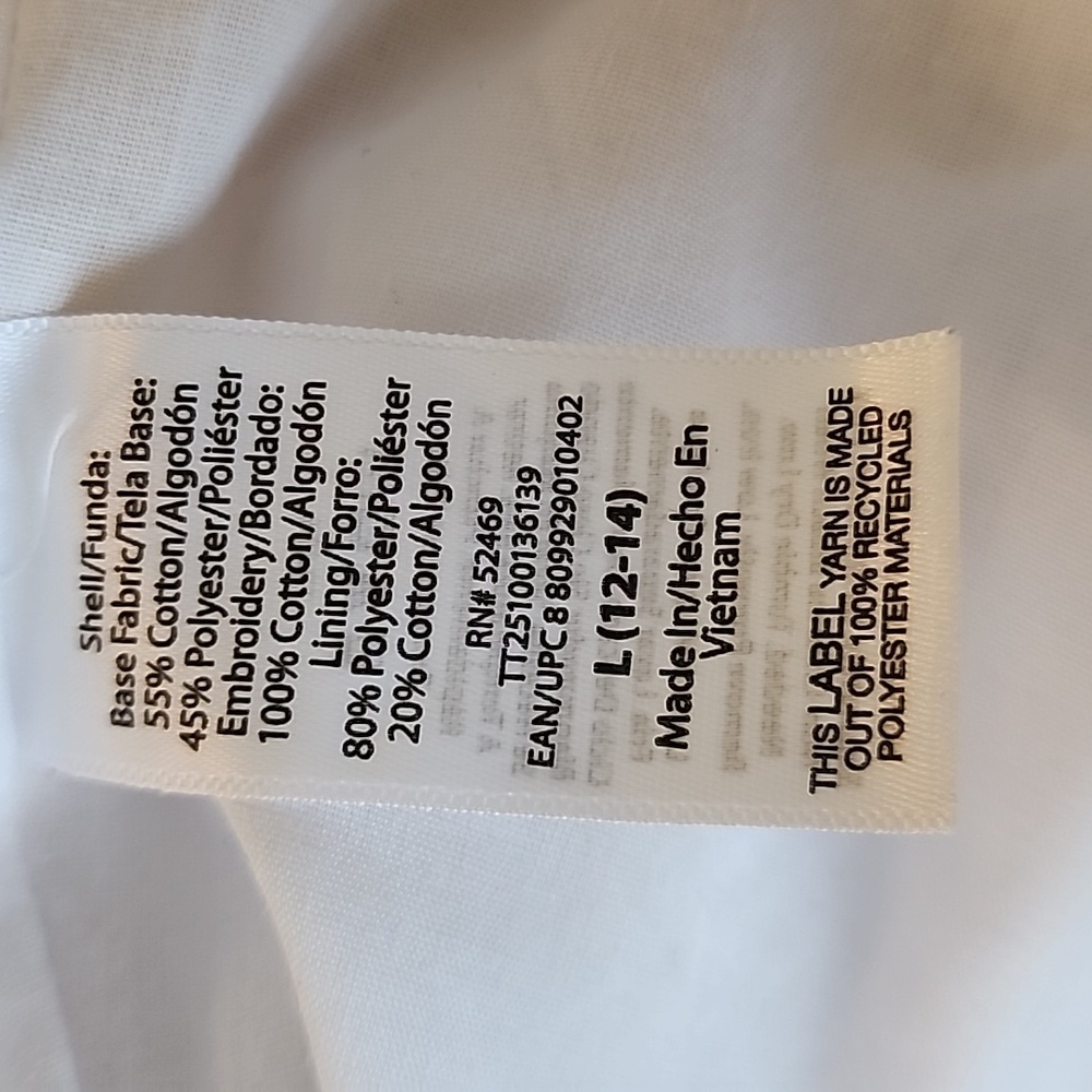 Time And True Womens Sleevless Cotton Blend Tiered Eyelet White Mini Dress - Picture 11 of 12